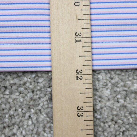 Harlestons Polo Shirt Mens 2XL XXL Pink/Blue Striped Tailored Fit Short Sleeve - Picture 14 of 15